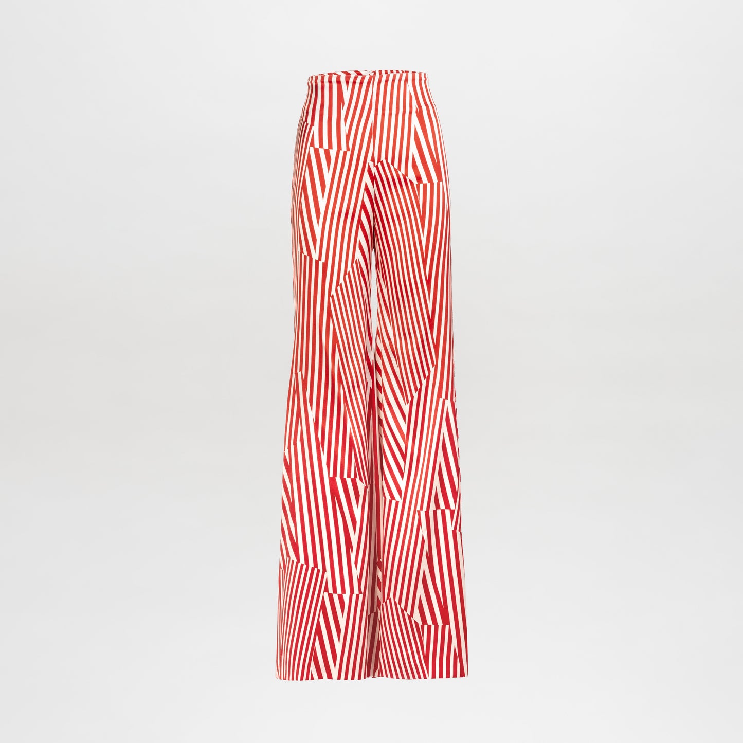 Red and white striped pants on a light gray background