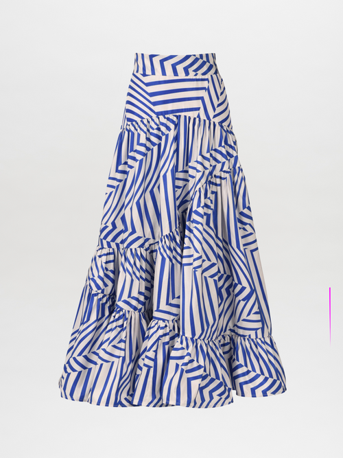 Blake Skirt Multi Directional Blue Stripes