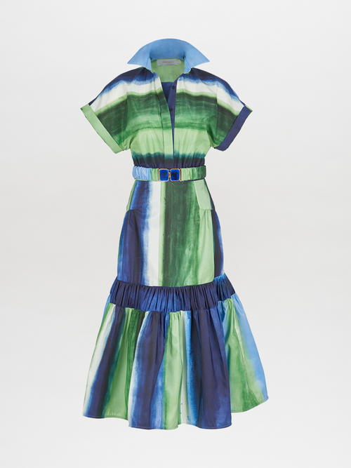 Kareli Dress Washed Emerald Blue