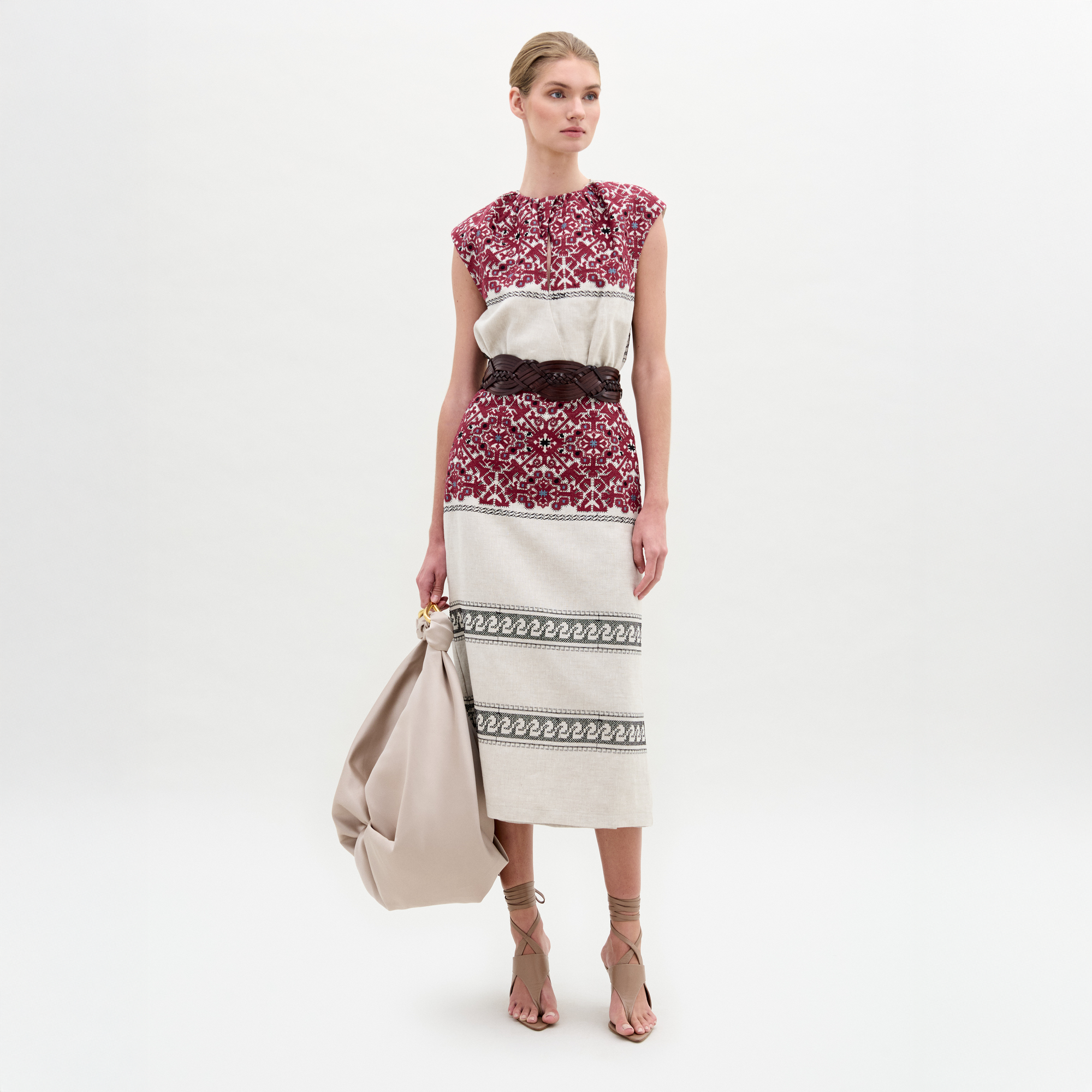 BADRA_DRESS_-_BURGUNDY_EMBROIDERED_LINEN_Front_PRE-FALL_2025