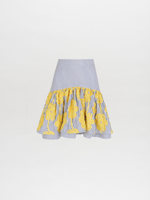 Buccan Skirt Yellow Embroidered Flowers