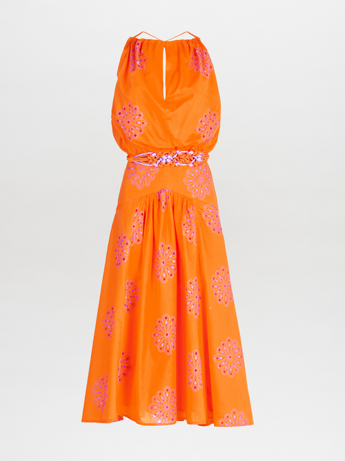 Daila Dress Orange Lilac Embroidery