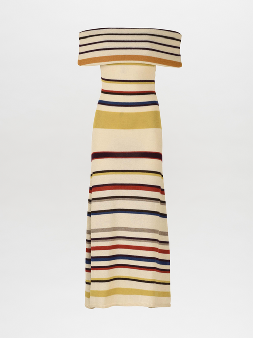 Eva Dress Multi Mustard Stripe