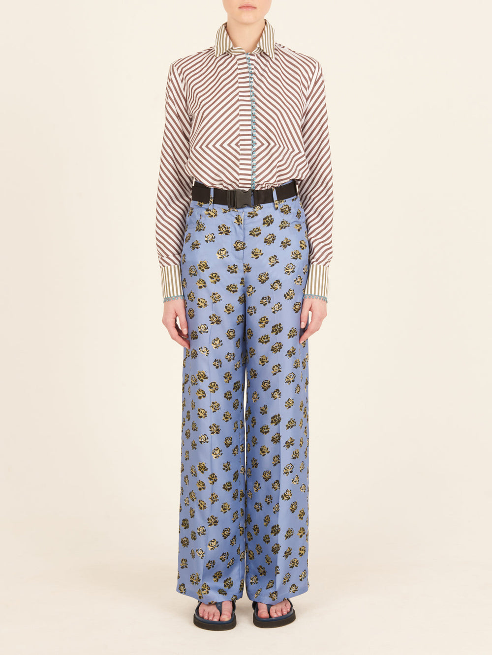 Silvia Tcherassi's Melissa Blouse Brown Stripes