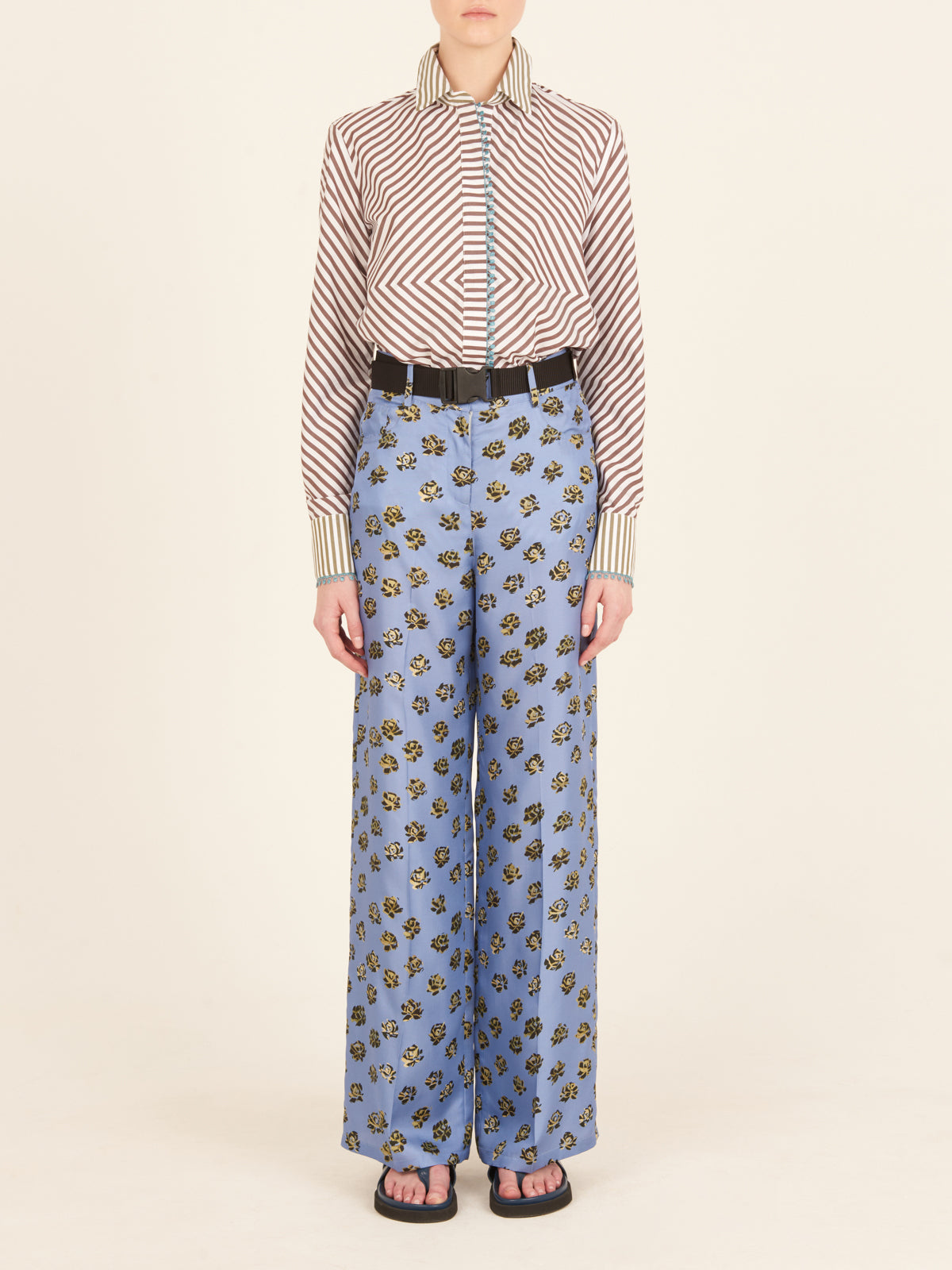 Silvia Tcherassi's Melissa Blouse Brown Stripes