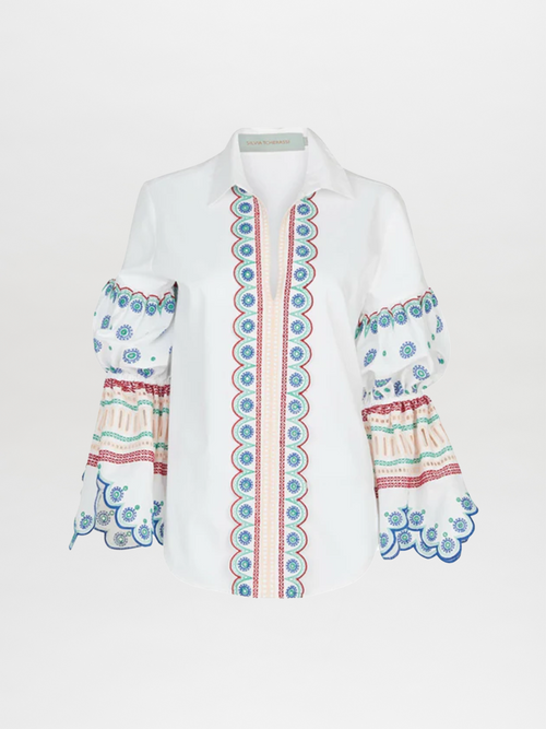 Gaia Blouse White Blue