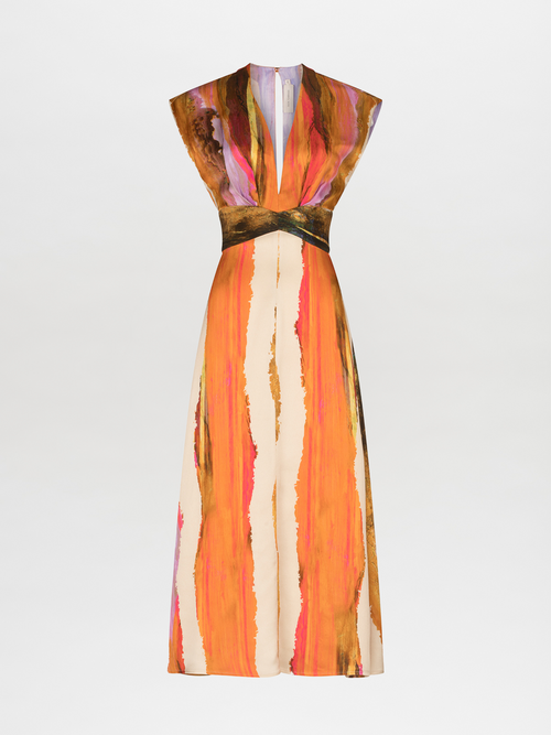 Ivanova Dress Orange Orchid Abstract Stripes