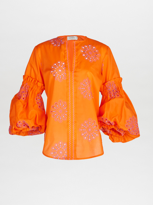 Lucaya Blouse Orange Lilac Embroidery