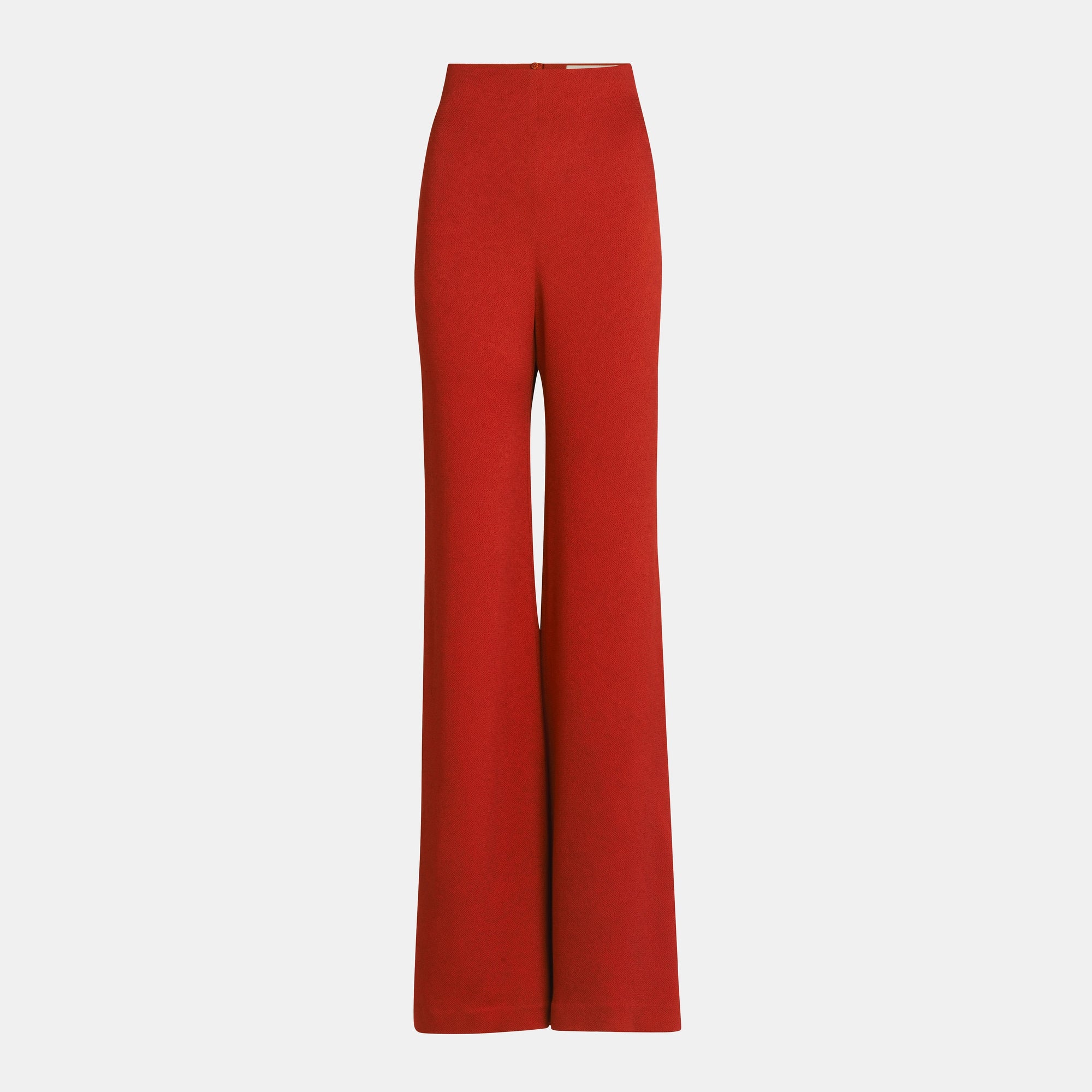 The Palermo Pant is a high-waisted, wide-leg red trouser made from premium Italian fabric, shown against a plain white background.