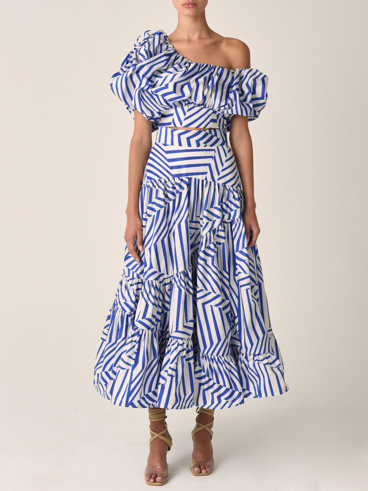 Blake Skirt Multi Directional Blue Stripes