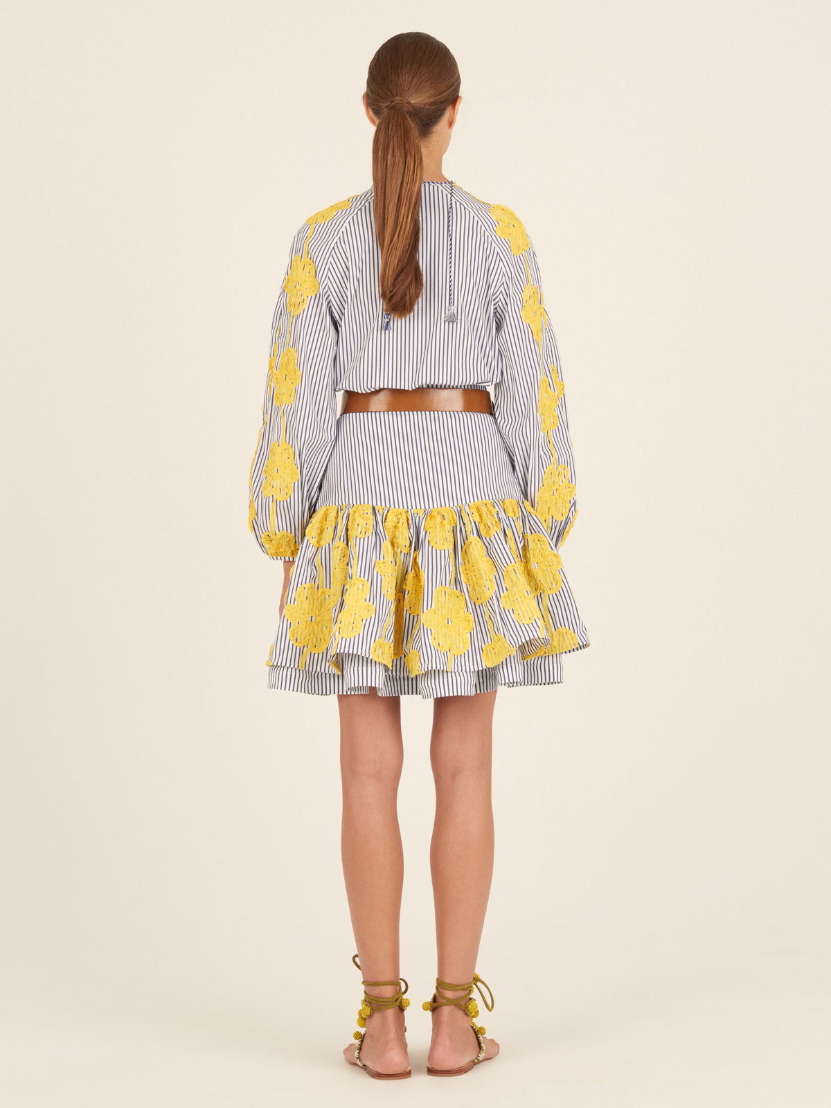 Buccan Skirt Yellow Embroidered Flowers