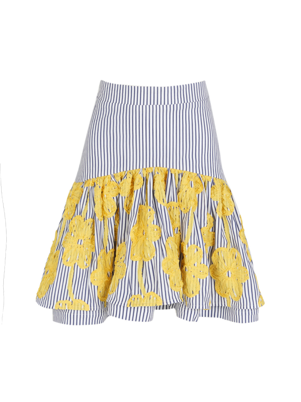 Buccan Skirt Yellow Embroidered Flowers