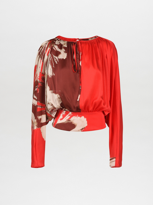 Tyne Blouse Scarlet Brown Floral