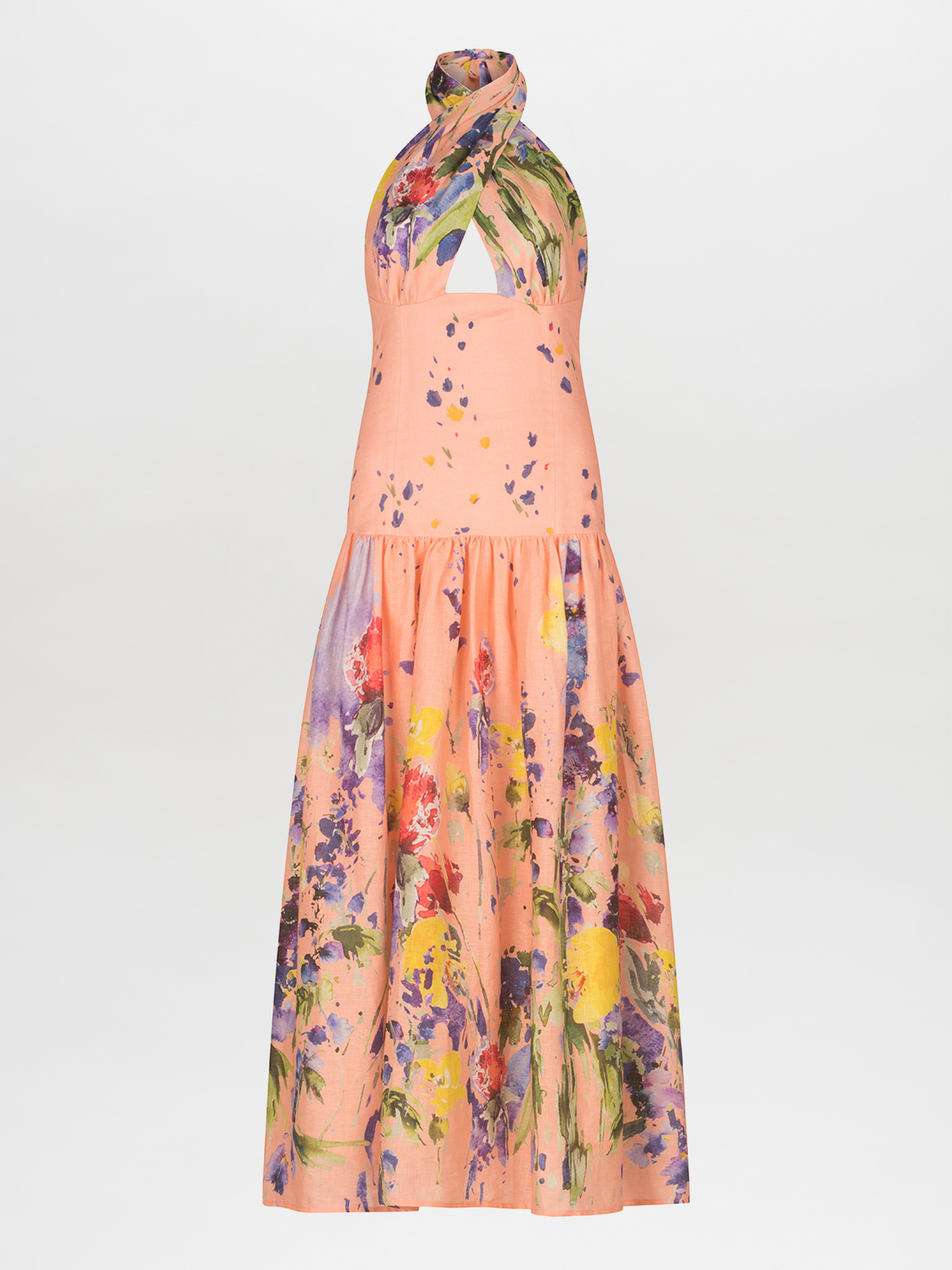 Zaira Dress Apricot Spring Garden