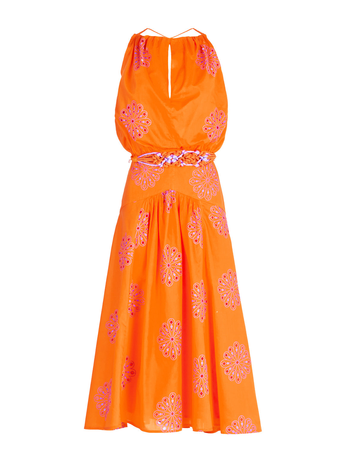 Daila Dress Orange Lilac Embroidery