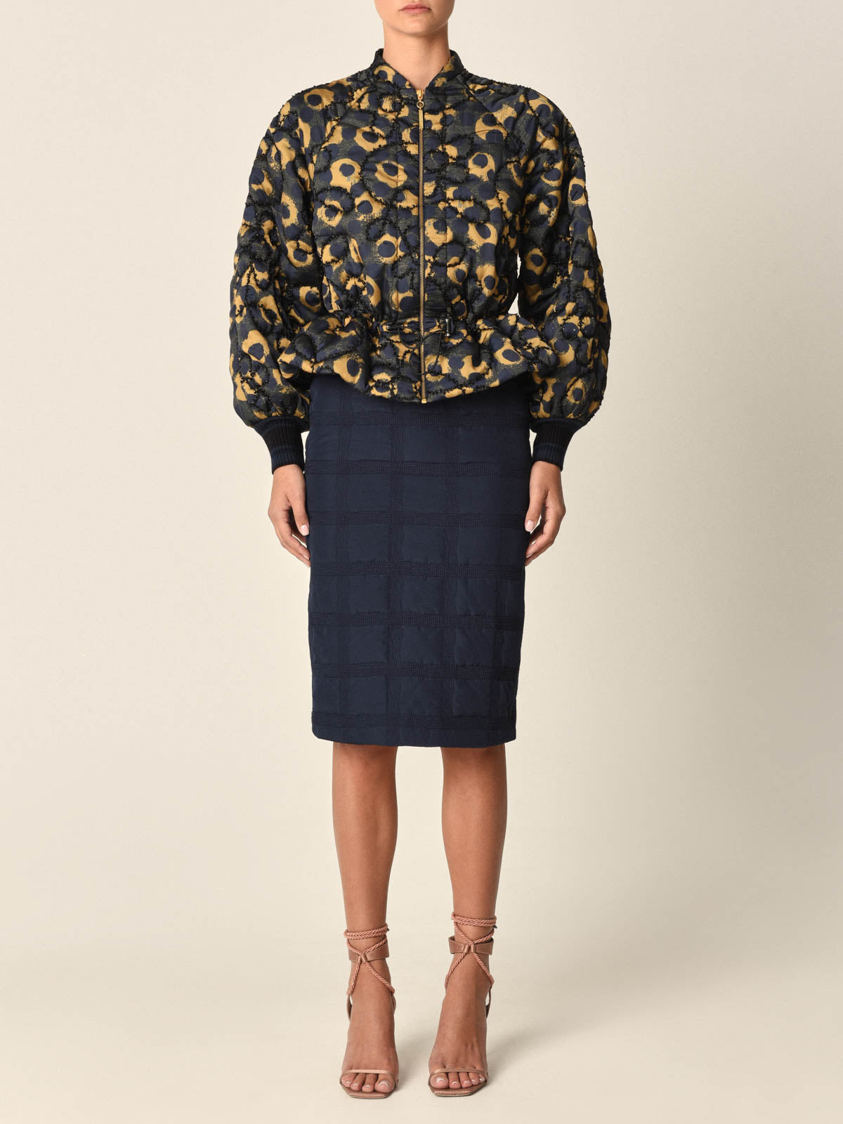 Ava Skirt Navy Embroidered