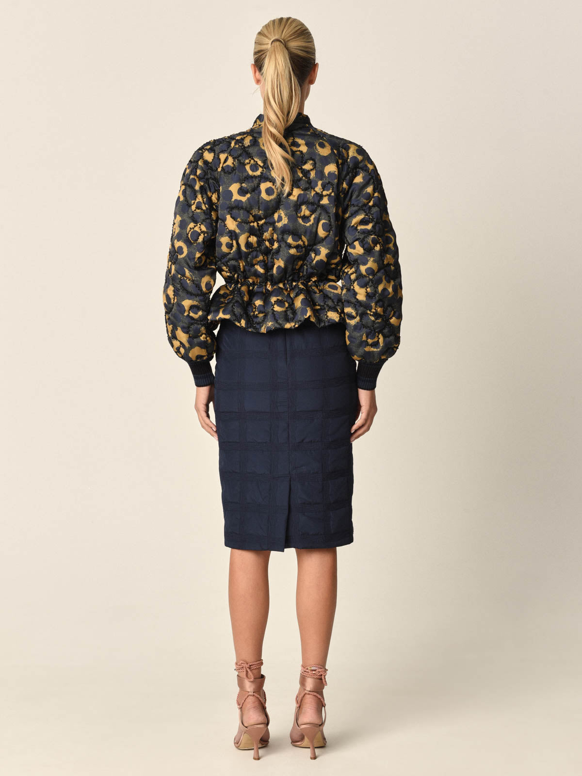 Ava Skirt Navy Embroidered