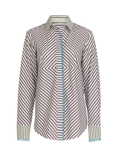 Melissa Blouse Brown Stripes