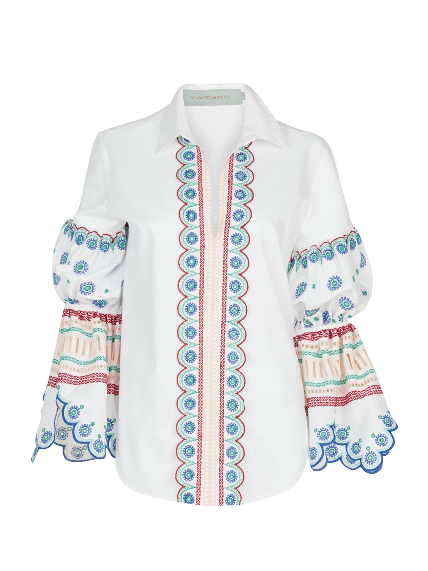 Gaia Blouse White Blue