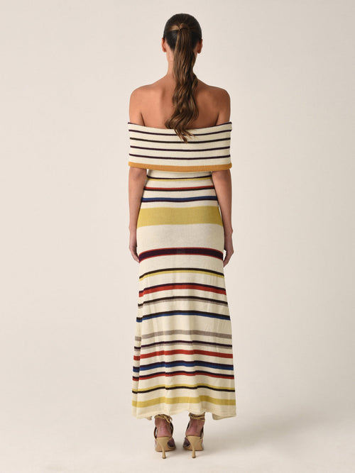 Eva Dress Multi Mustard Stripe