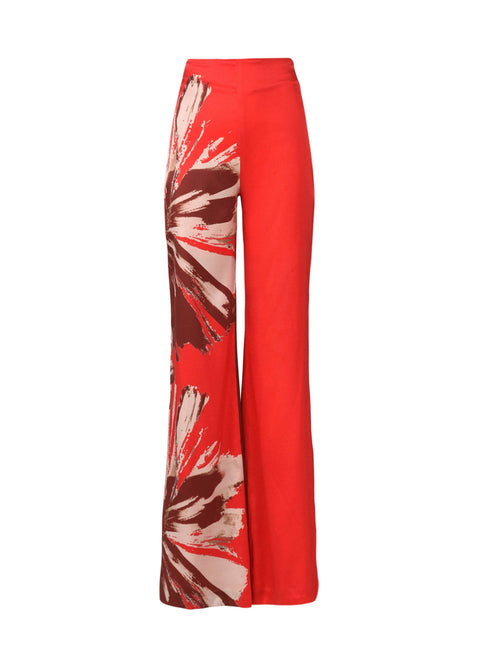 Andie Pant Scarlet Brown Floral Brushstrokes