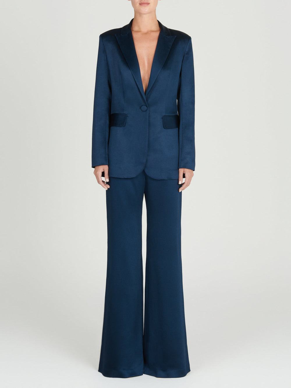 A women's Rebeca jacket Navy with a guipure applique collar.