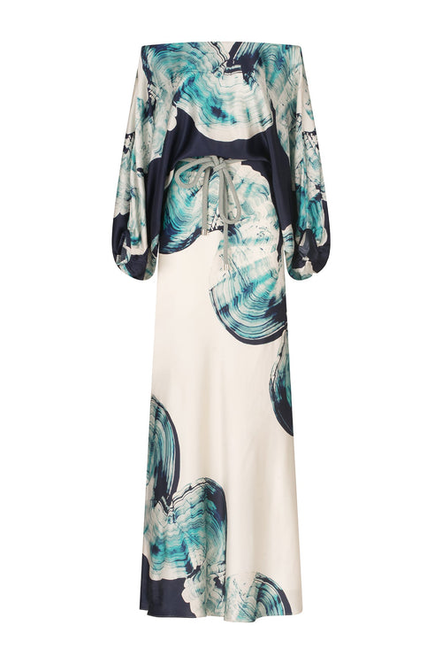 Rossi Dress Navy Abstract Wave