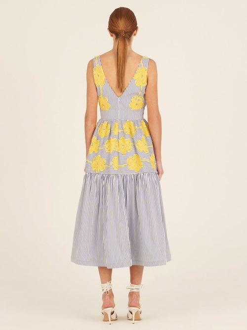 Eugene Dress Yellow Embroidered Flowers