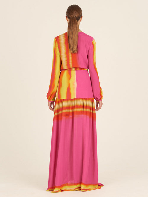 Nagore Dress Fuschia Lime Stripes