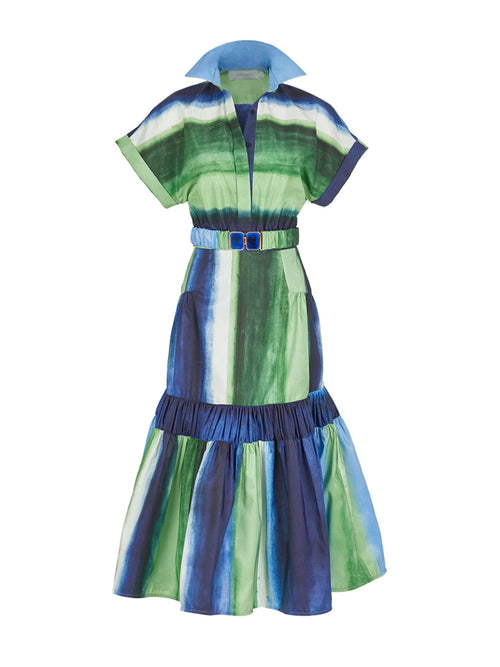 Kareli Dress Washed Emerald Blue