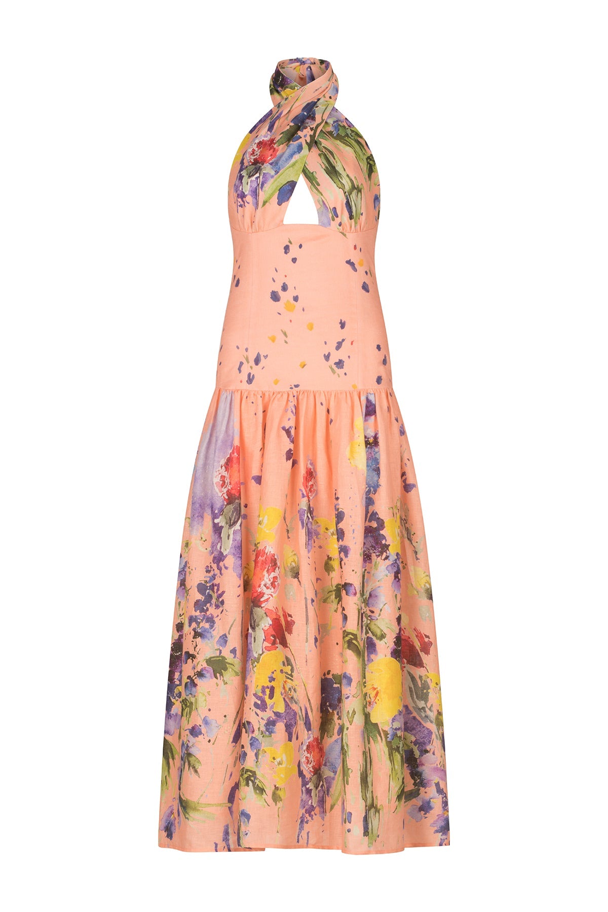 Zaira Dress Apricot Spring Garden